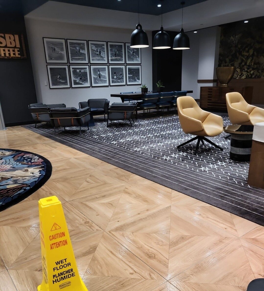 Hotel lobby professionally cleaned by HCL